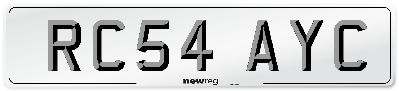 RC54 AYC Number Plate from New Reg